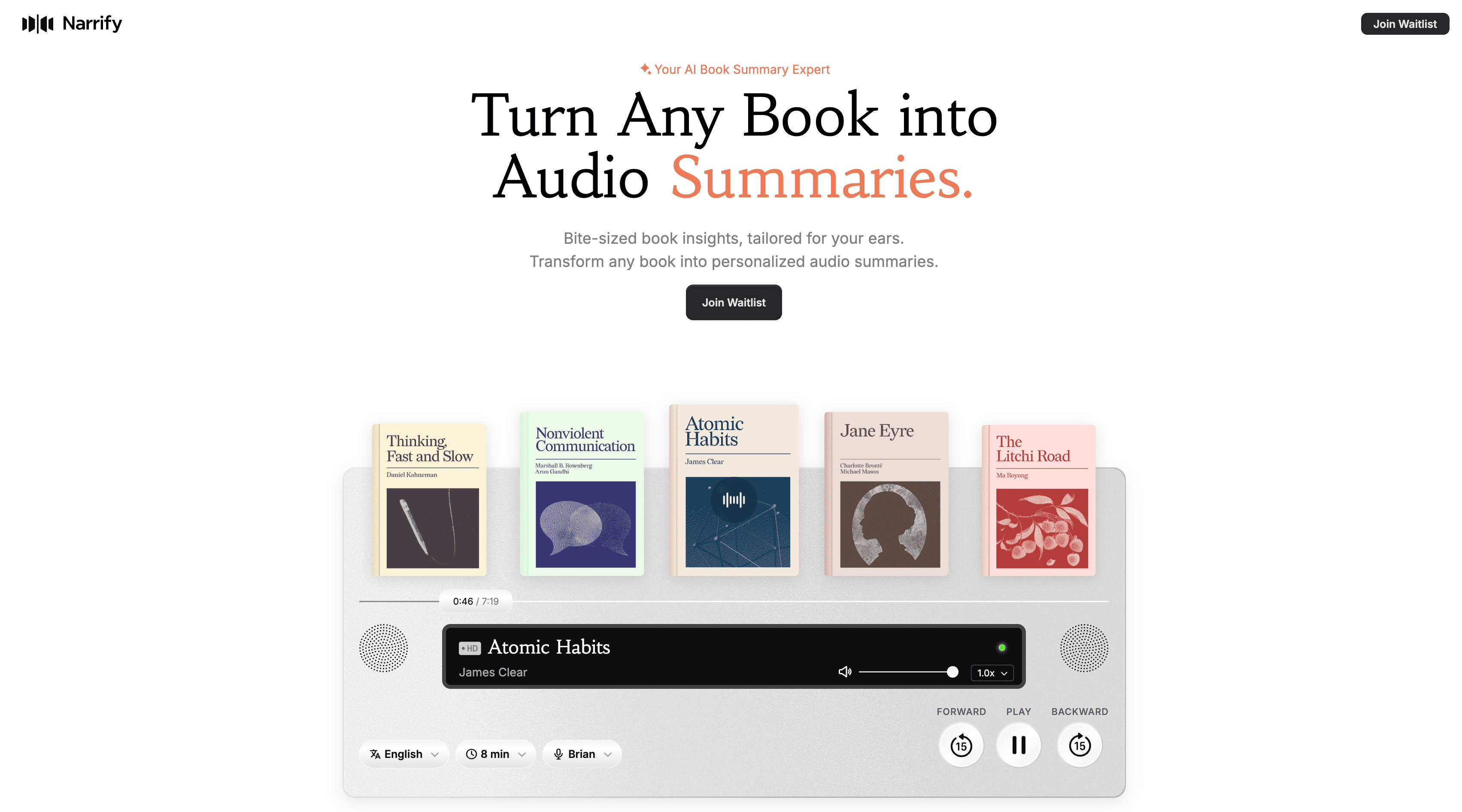 Narrify convert book into audio summaries